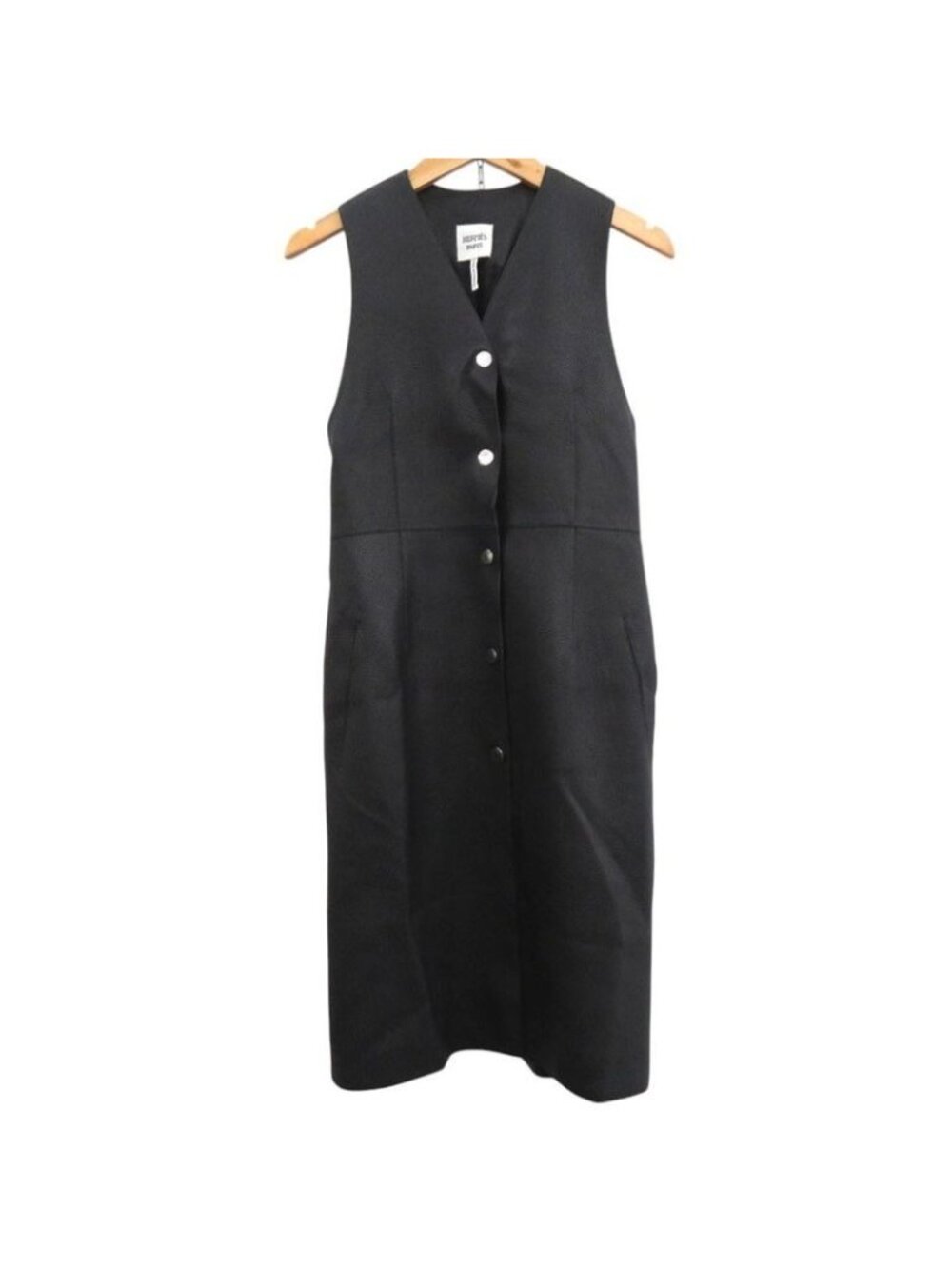 Hermes Long Gilet Deerskin Vest Black 0260